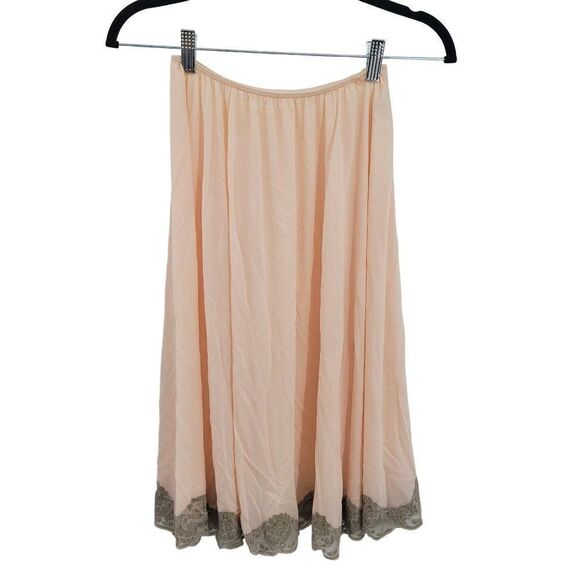 Vintage 60s Lingerie Slip Set M Peach Gray Lace Sweetheart Camisole Circle USA - Picture 8 of 11